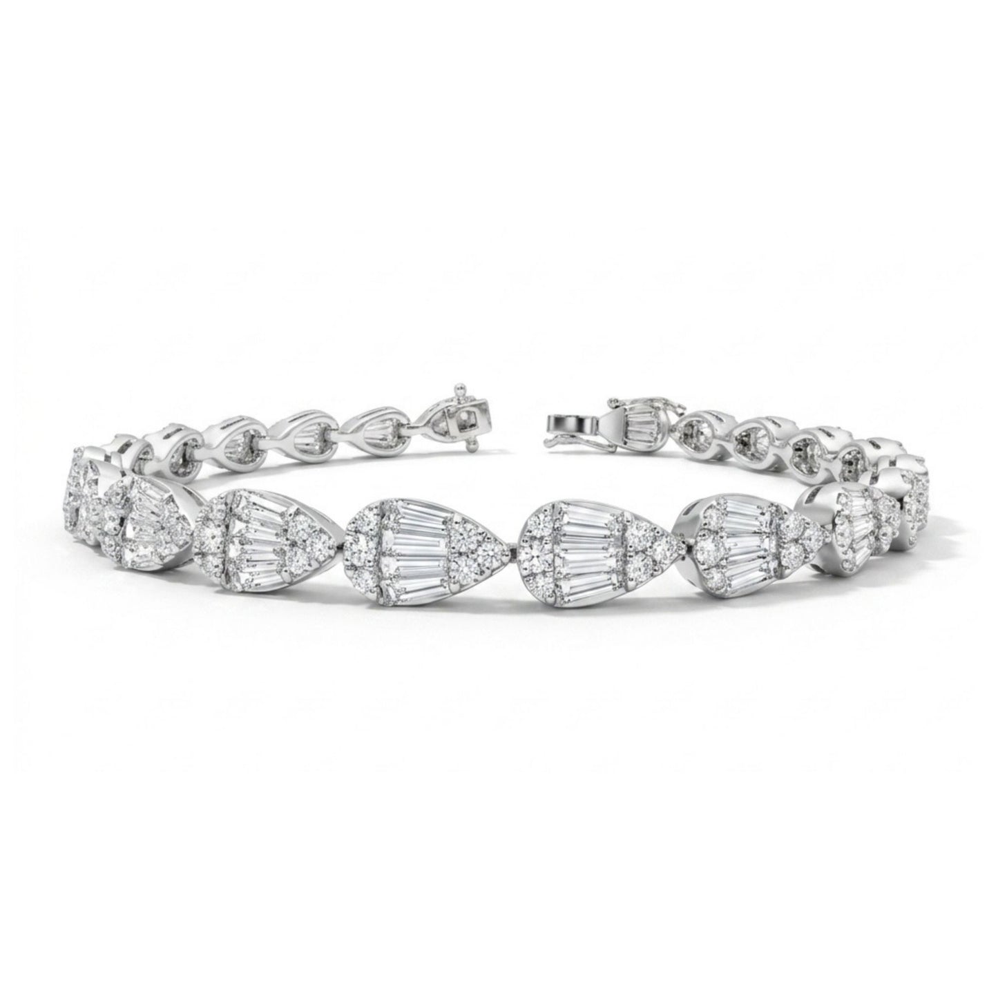 18K 2.95cttw Baguette VS White Diamond 1.25cttw VS White Diamonds Bracelet