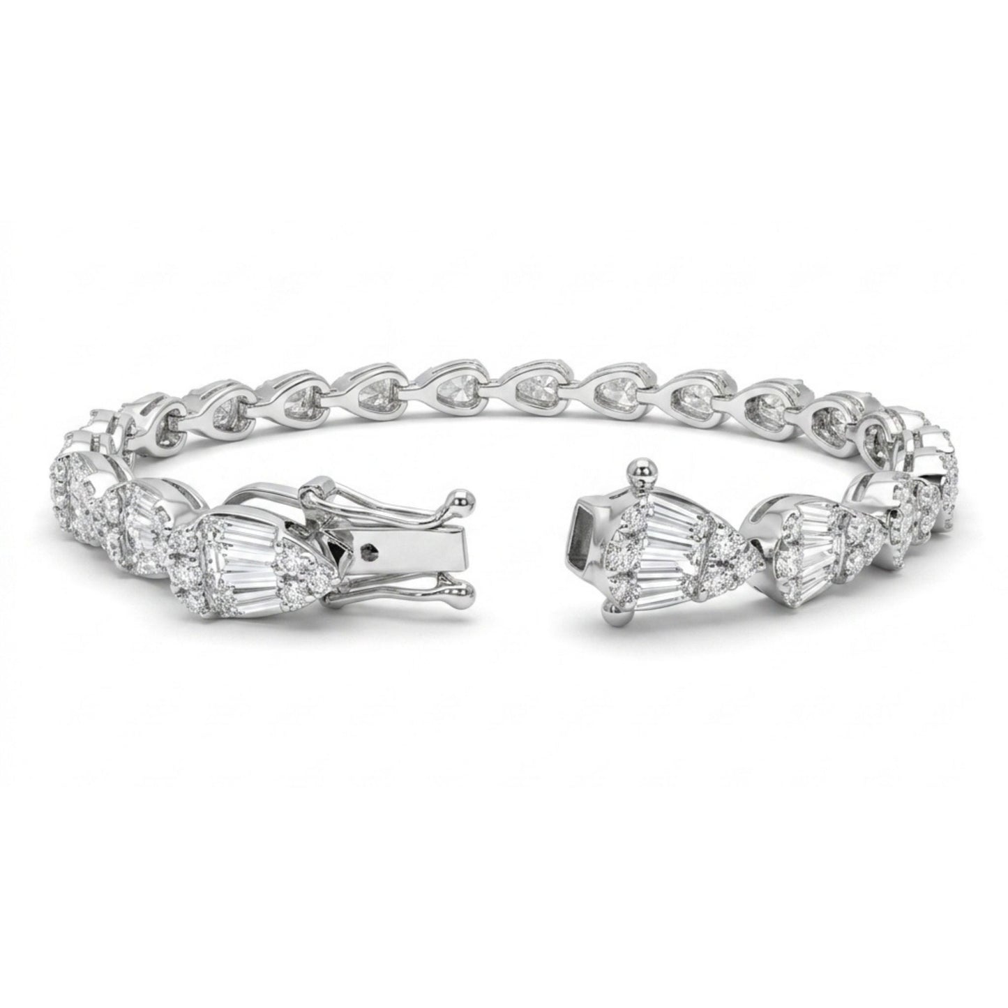 18K 2.95cttw Baguette VS White Diamond 1.25cttw VS White Diamonds Bracelet