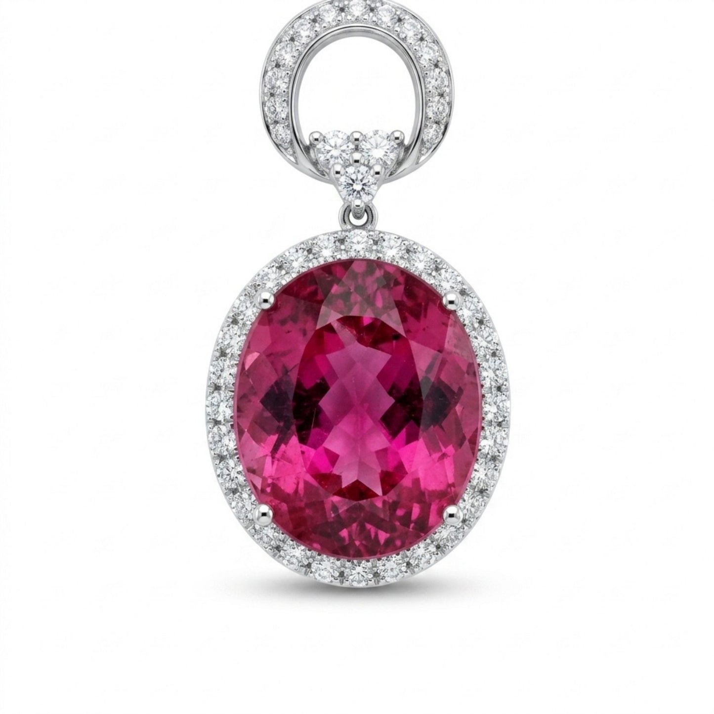 18K 96.81cttw Oval Multi-Color Tourmaline 9.15cttw White Diamonds Necklace