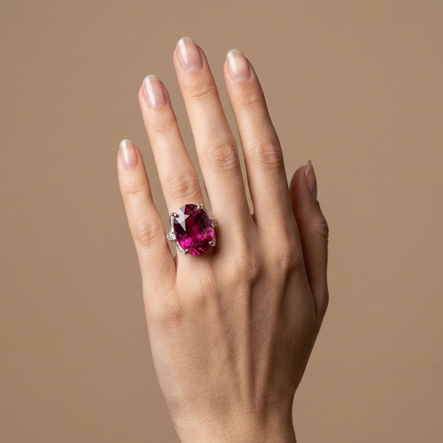 14K 12.30ct Oval Private Collection Copper Bearing Tourmaline 0.93cttw VS White Diamonds Ring