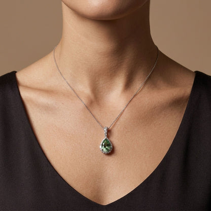18K 1.31ct Pear Shape Green Paraiba 0.31cttw VS White Diamonds Pendant