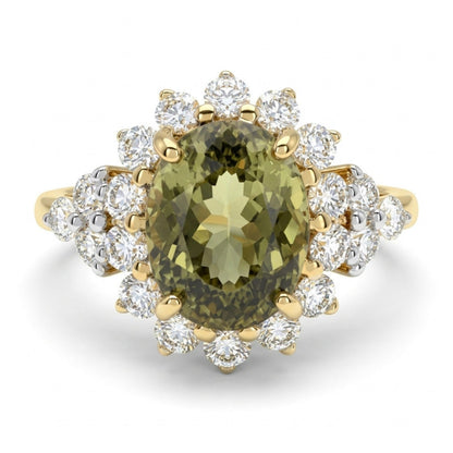 14K 2.64ct Oval Color Change Diaspore 0.70cttw VS White Diamonds Ring