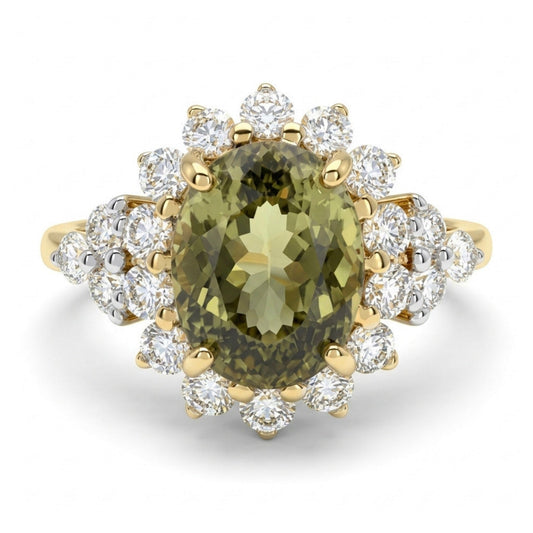 14K 2.64ct Oval Color Change Diaspore 0.70cttw VS White Diamonds Ring