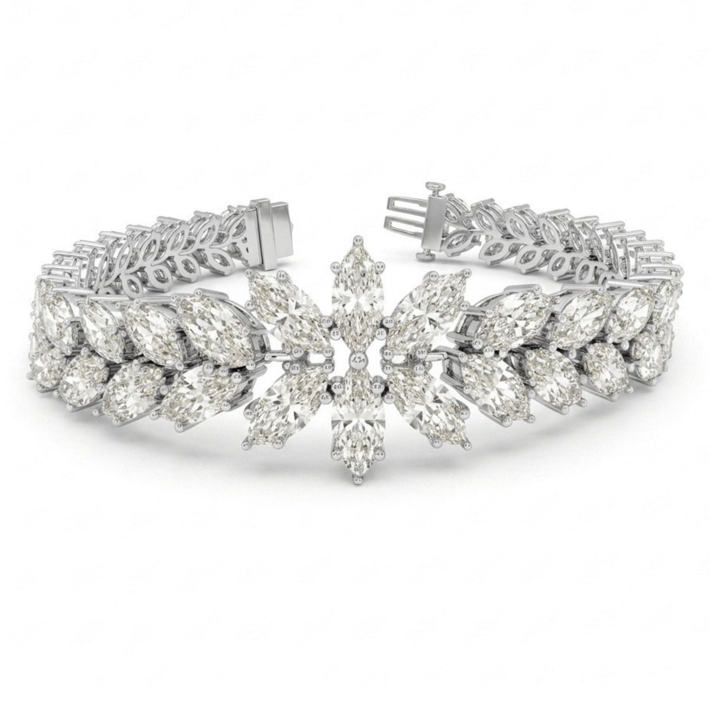 18K 20.56cttw Marquise & Round VS White Diamond Bracelet