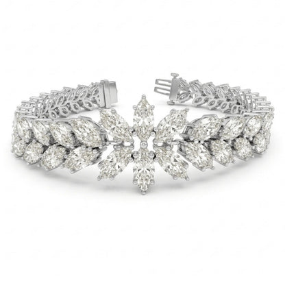 18K 20.56cttw Marquise & Round VS White Diamond Bracelet