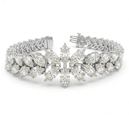 18K 20.56cttw Marquise & Round VS White Diamond Bracelet