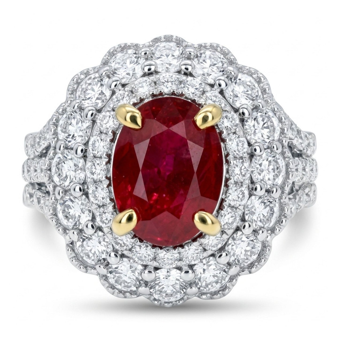 14K 2.04ct Oval Private Collection Burma Ruby 1.50cttw VS White Diamonds Ring