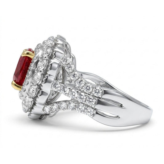 14K 2.04ct Oval Private Collection Burma Ruby 1.50cttw VS White Diamonds Ring