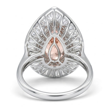 14K 4.00ct Pear Shape Imperial Topaz 2.18cttw VS White Diamonds Ring