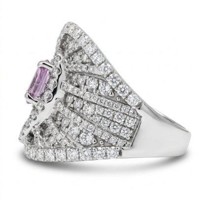 14K 0.79ct Oval Private Collection Unheated Hot Pink Zoisite 1.96cttw VS White Diamonds Ring