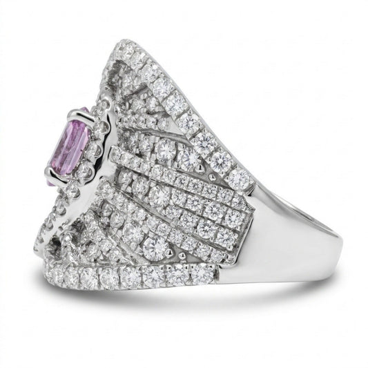 14K 0.79ct Oval Private Collection Unheated Hot Pink Zoisite 1.96cttw VS White Diamonds Ring