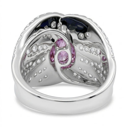 14K 0.79ct Oval Private Collection Unheated Hot Pink Zoisite 1.96cttw VS White Diamonds Ring