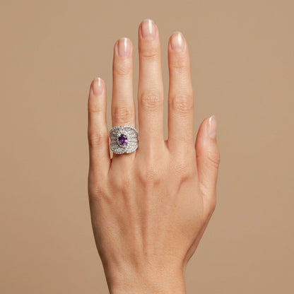14K 0.79ct Oval Private Collection Unheated Hot Pink Zoisite 1.96cttw VS White Diamonds Ring