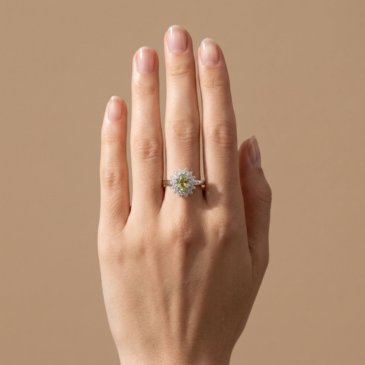 14K 0.81ct Oval Green Paraiba 0.58cttw VS White Diamonds Ring