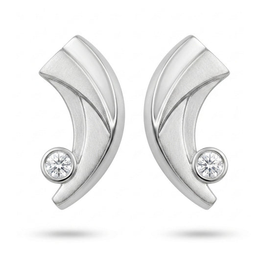 Platinum 0.18cttw Round White Diamond Stud Earrings
