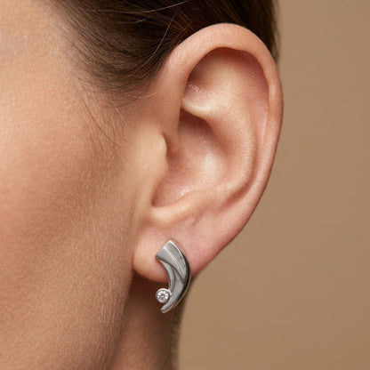 Platinum 0.18cttw Round White Diamond Stud Earrings
