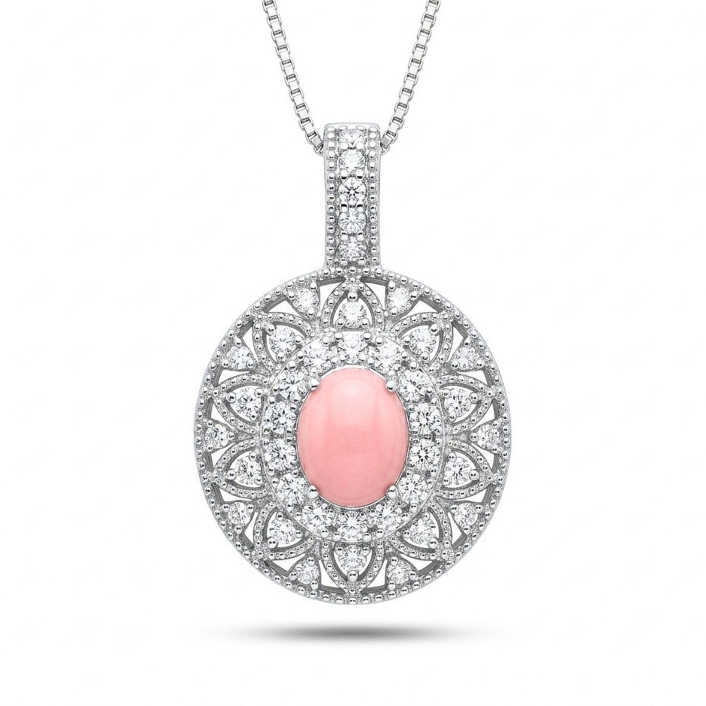 Platinum 1.04ct Oval Conch Pearl 0.51cttw White Diamonds Necklace