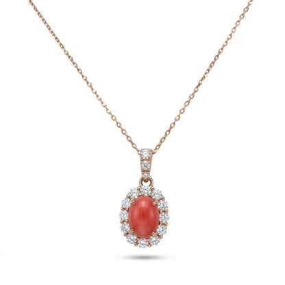 18K 0.87ct Oval Conch Pearl 0.44cttw White Diamonds Necklace