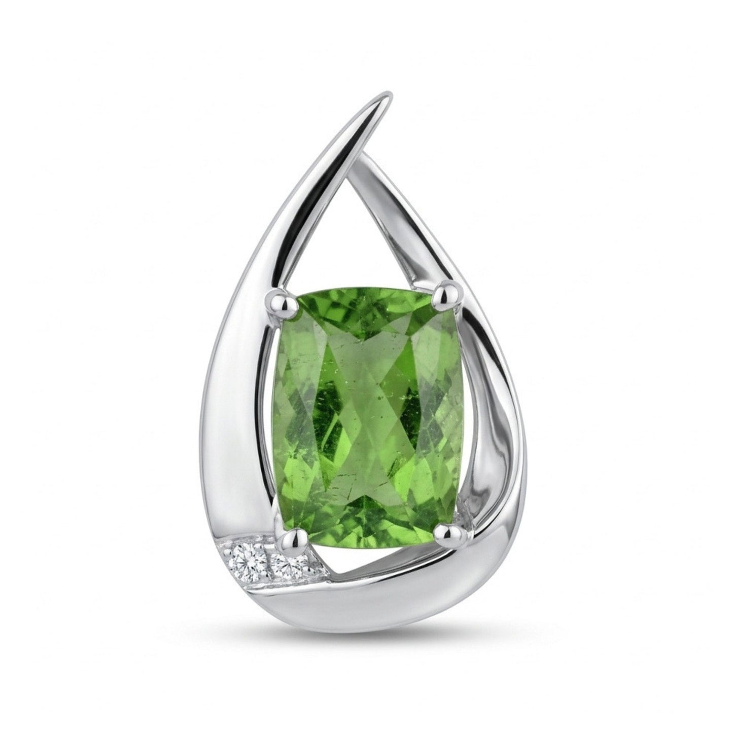 14K 5.90ct Cushion Green Paraiba 0.08cttw VS White Diamonds Pendant
