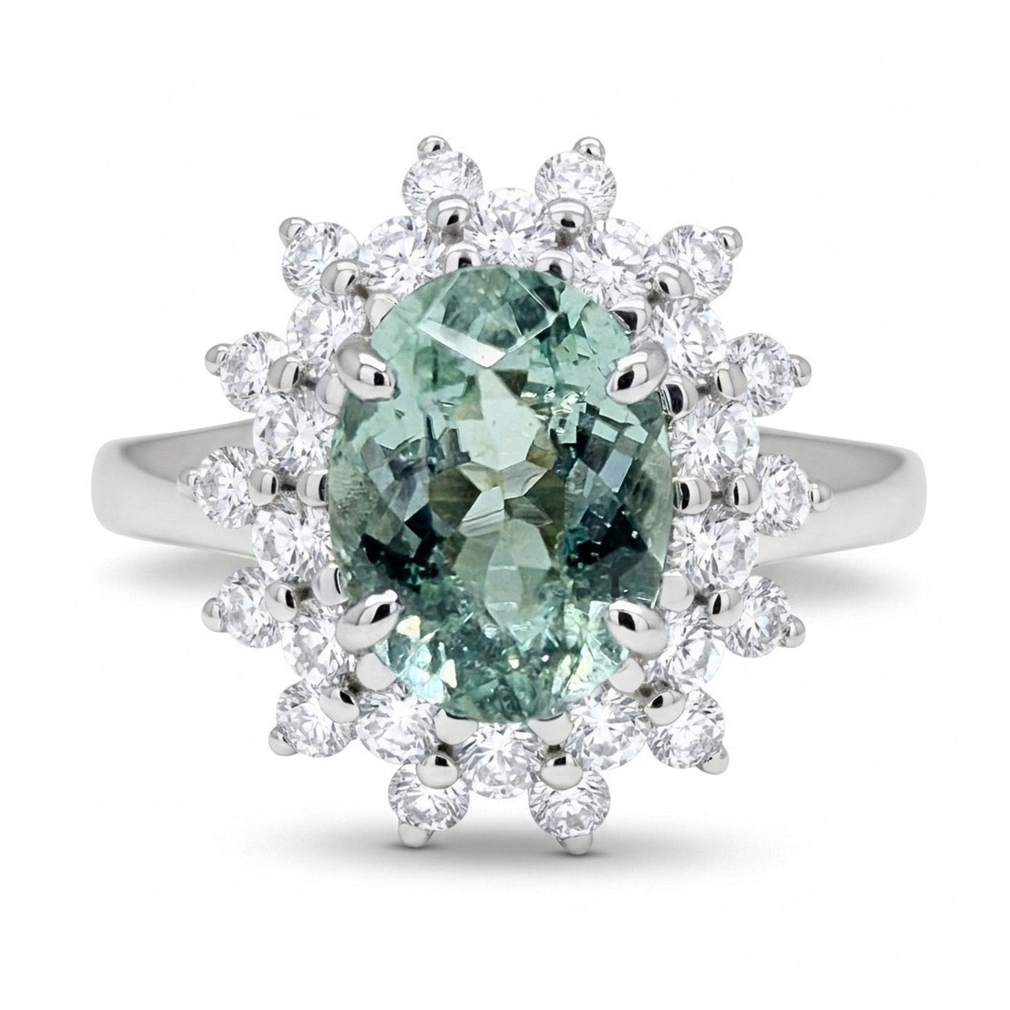 14K 1.40ct Oval Brazilian New Find Tourmaline 0.58cttw VS White Diamonds Ring