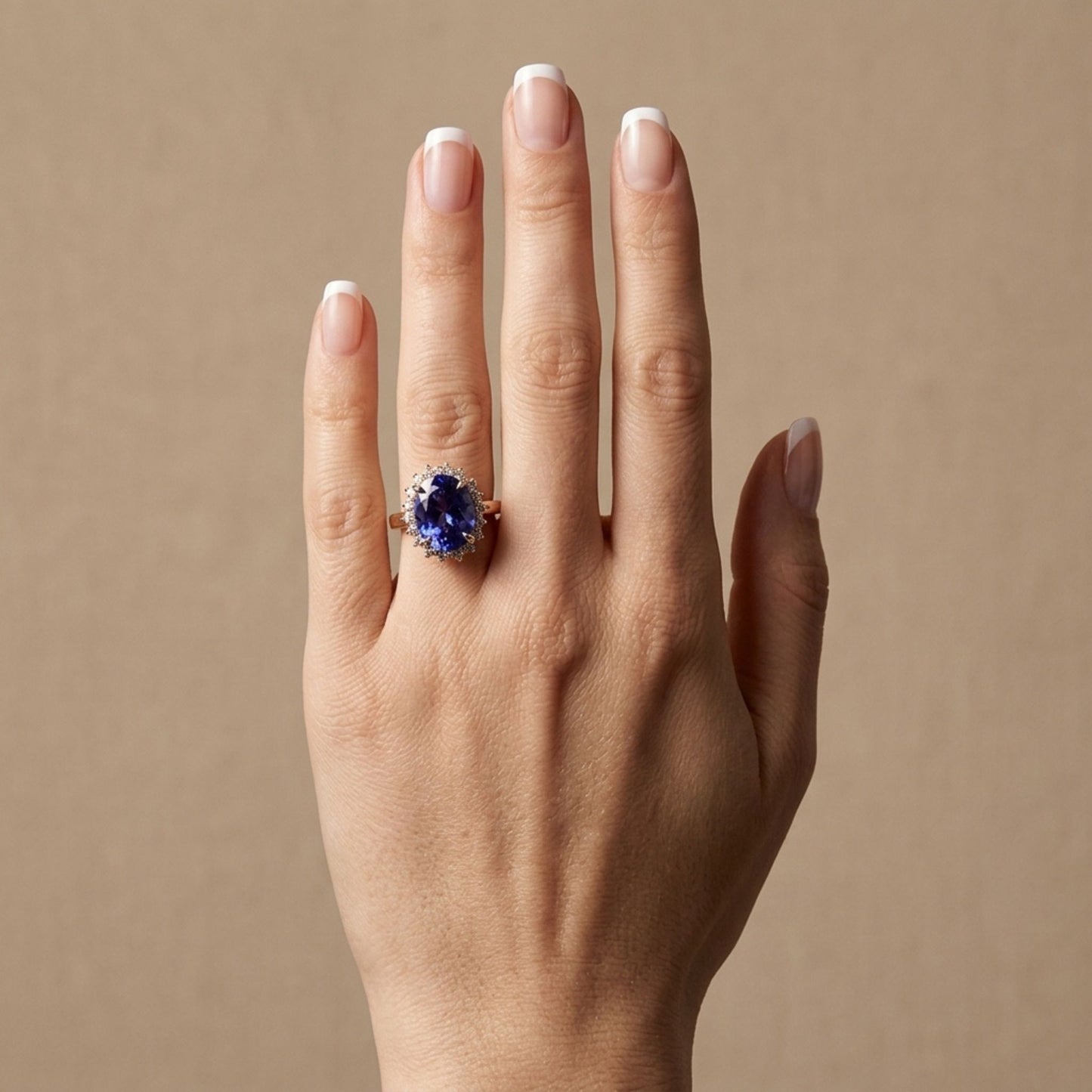 14K 6.24ct Oval Blue Wing Tanzanite 0.72cttw VS White Diamonds Ring