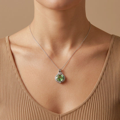 14K 2.48ct Oval Green Paraiba 0.15cttw VS White Diamonds Pendant