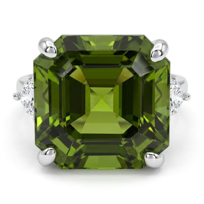 14K 13.38ct Asscher Cut Apple Green Tourmaline 0.23cttw Fancy Cut White Diamond Ring