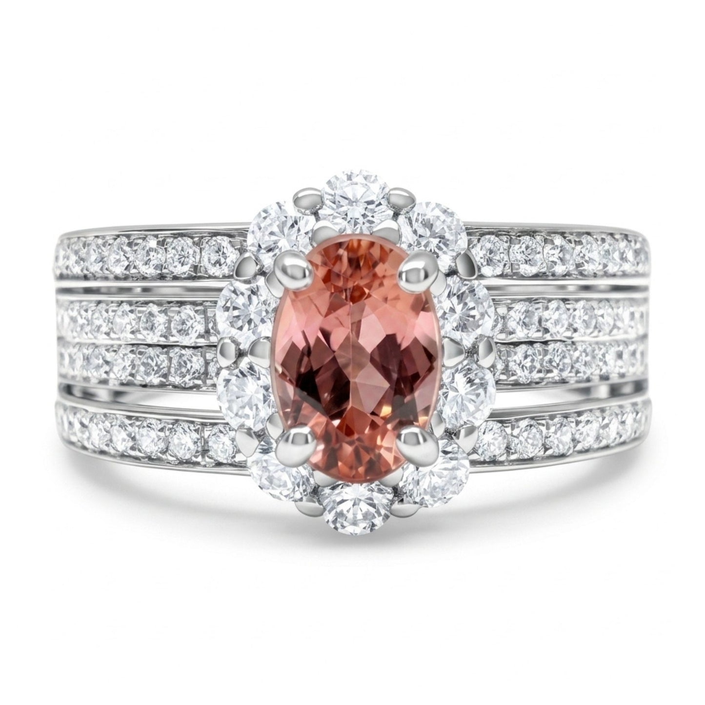 14K 0.70ct Oval Imperial Topaz 0.82cttw VS White Diamonds Ring