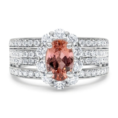 14K 0.70ct Oval Imperial Topaz 0.82cttw VS White Diamonds Ring