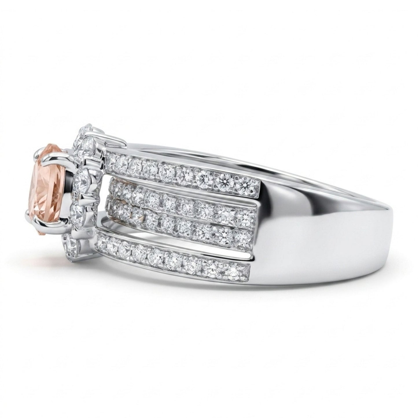 14K 0.70ct Oval Imperial Topaz 0.82cttw VS White Diamonds Ring