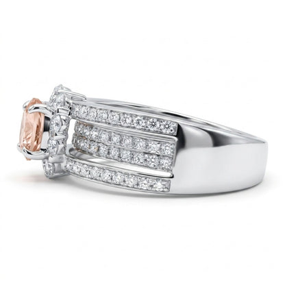 14K 0.70ct Oval Imperial Topaz 0.82cttw VS White Diamonds Ring