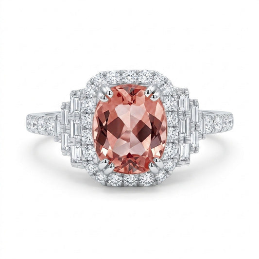 18K 1.09ct Oval Imperial Topaz 0.39cttw VS White Diamonds Ring