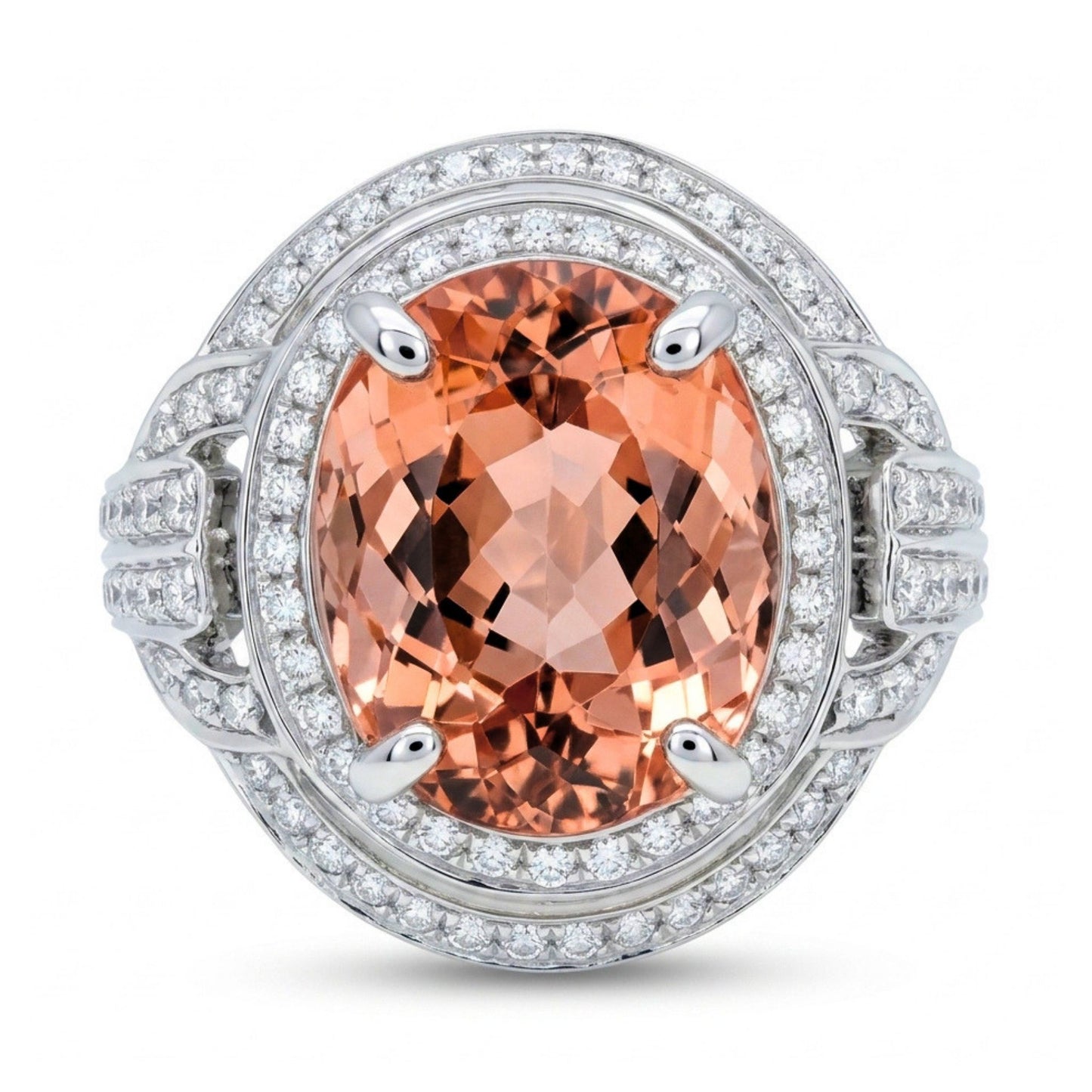 18K 4.56ct Oval Imperial Topaz 0.45cttw VS White Diamonds Ring