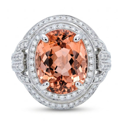 18K 4.56ct Oval Imperial Topaz 0.45cttw VS White Diamonds Ring