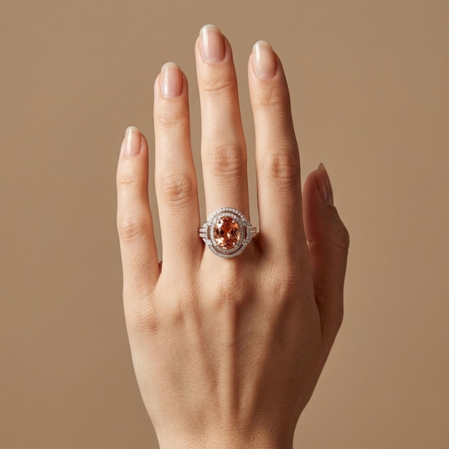 18K 4.56ct Oval Imperial Topaz 0.45cttw VS White Diamonds Ring