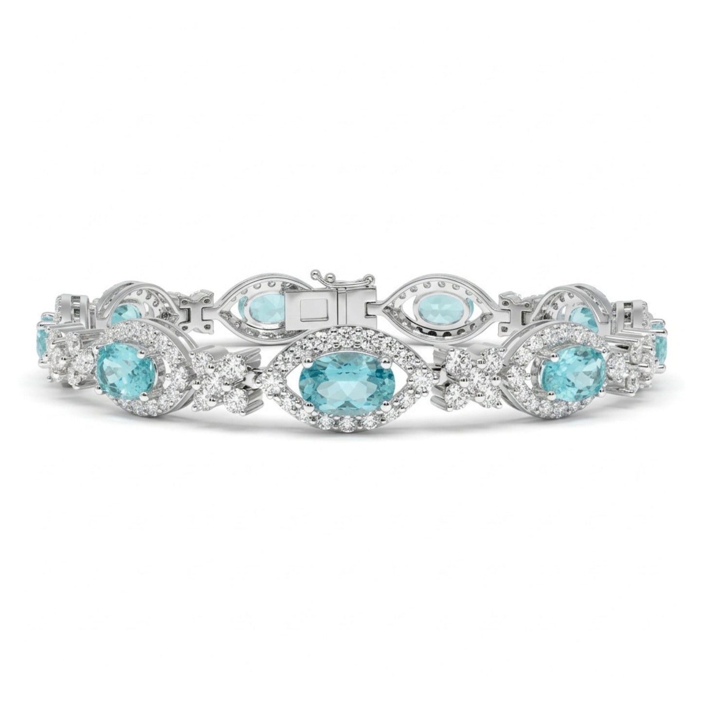18K 8.49cttw Oval Paraiba 5.20cttw VS White Diamonds Bracelet