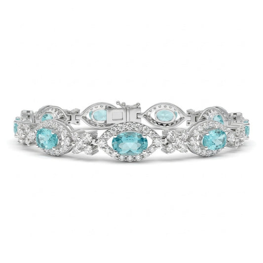 18K 8.49cttw Oval Paraiba 5.20cttw VS White Diamonds Bracelet