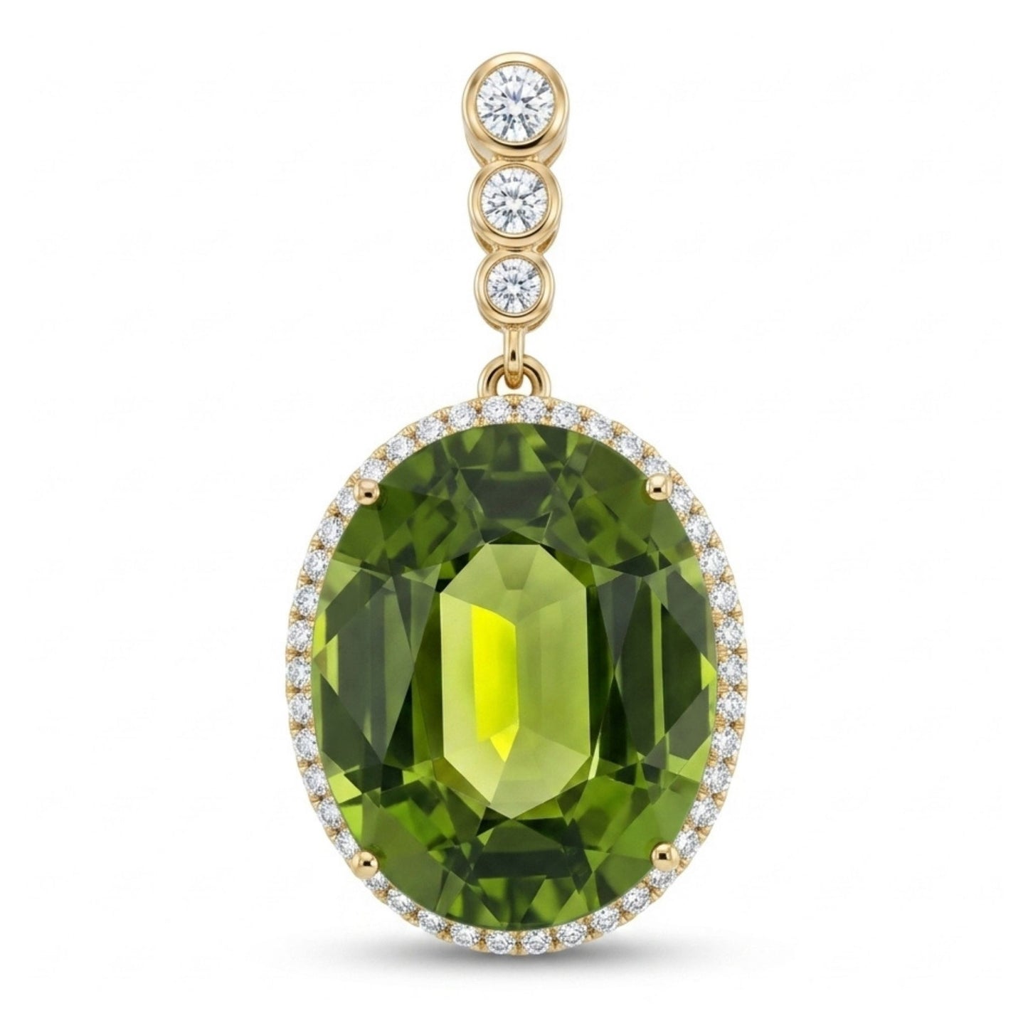 18K 32.11ct Oval Green Paraiba 1.30cttw VS White Diamonds Pendant