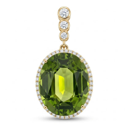 18K 32.11ct Oval Green Paraiba 1.30cttw VS White Diamonds Pendant