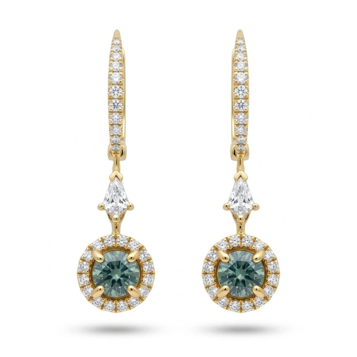 18K 0.84cttw Round Alexandrite 0.52cttw VS White Diamonds Drop Earrings