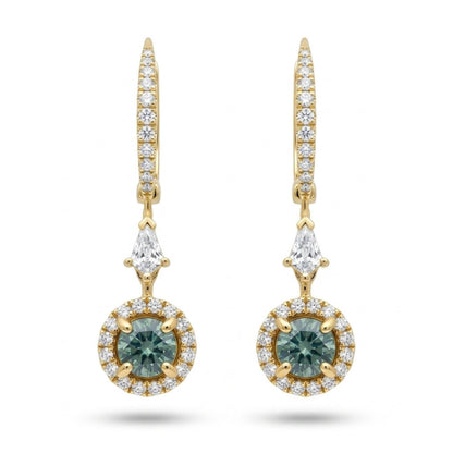 18K 0.84cttw Round Alexandrite 0.52cttw VS White Diamonds Drop Earrings