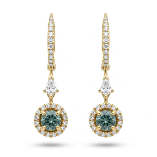 18K 0.84cttw Round Alexandrite 0.52cttw VS White Diamonds Drop Earrings
