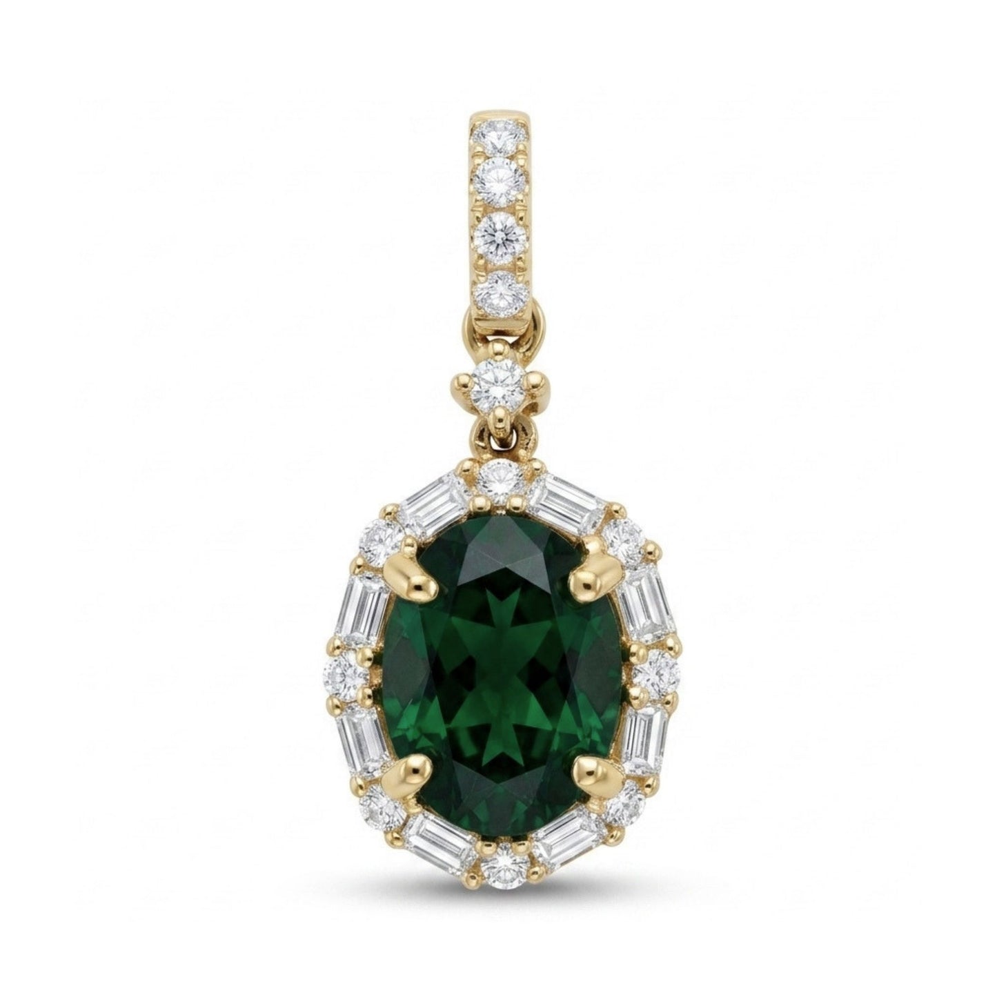 18K 1.15ct Oval Tsavorite 0.23cttw VS White Diamonds Pendant