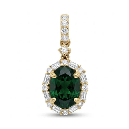 18K 1.15ct Oval Tsavorite 0.23cttw VS White Diamonds Pendant
