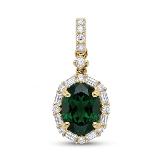 18K 1.15ct Oval Tsavorite 0.23cttw VS White Diamonds Pendant