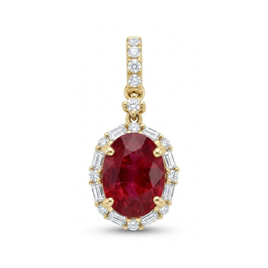 18K 1.20ct Oval Private Collection Burma Ruby 0.23cttw VS White Diamonds Pendant