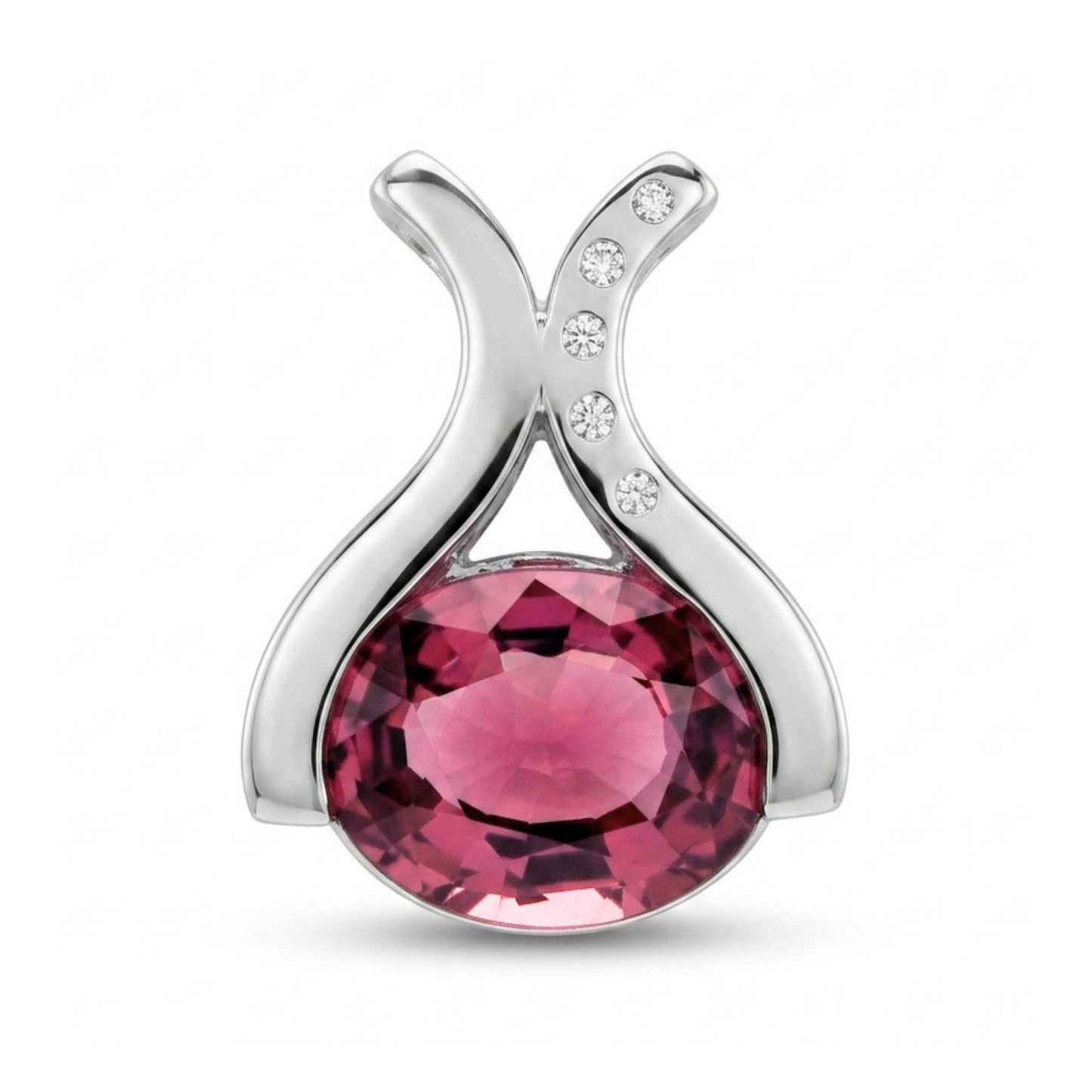 Platinum 4.14ct Oval Pink Tourmaline 0.04cttw White Diamonds Pendant