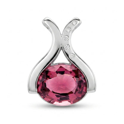 Platinum 4.14ct Oval Pink Tourmaline 0.04cttw White Diamonds Pendant