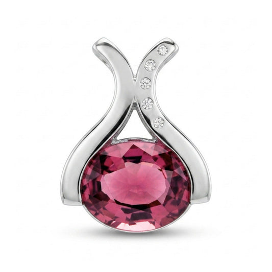 Platinum 4.14ct Oval Pink Tourmaline 0.04cttw White Diamonds Pendant