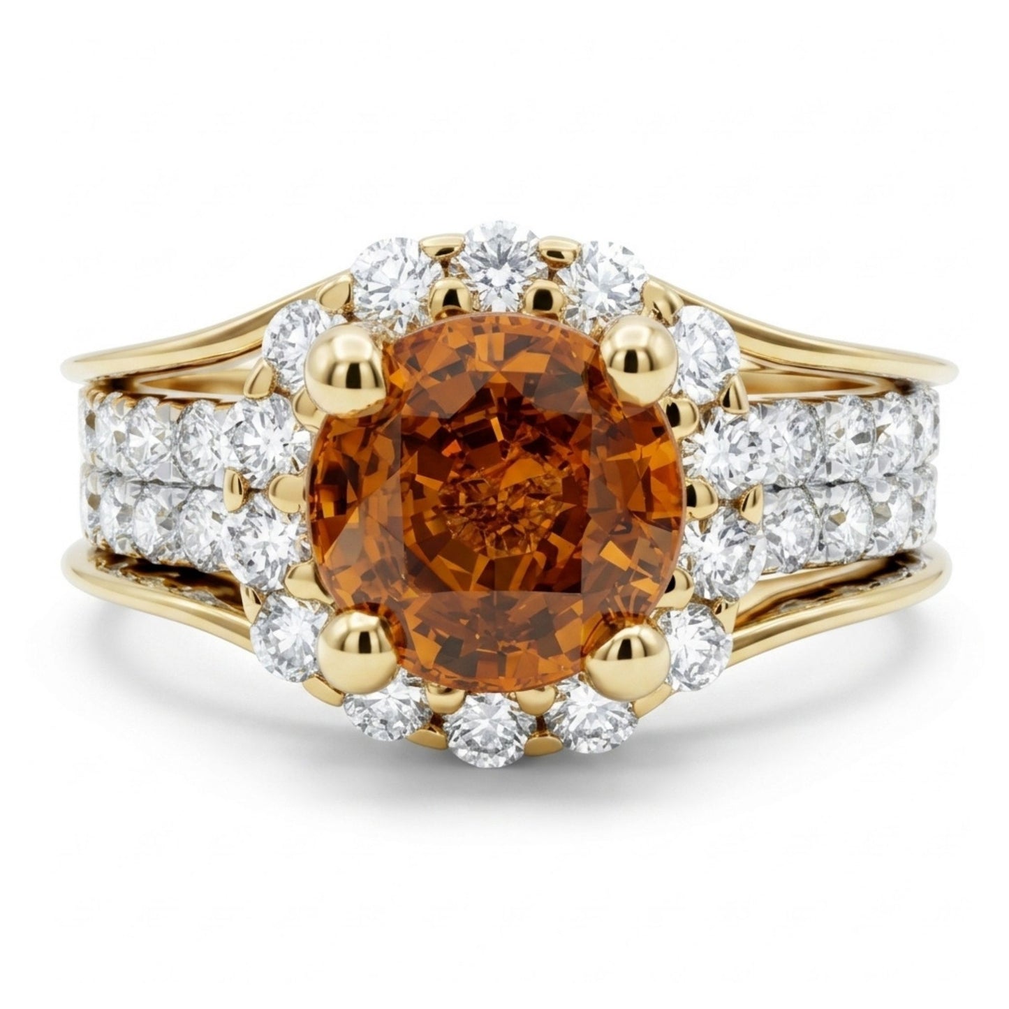 14K 1.52ct Round Private Collection Mandarin Garnet 0.95cttw VS White Diamonds Ring